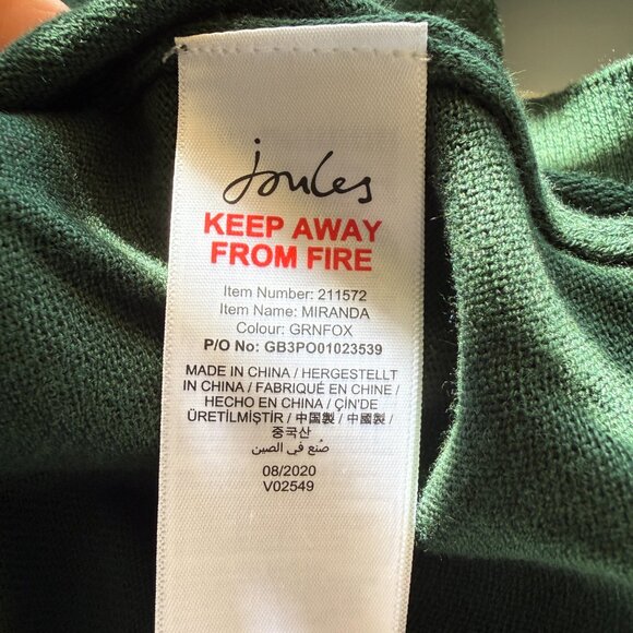 Joules Miranda green long sleeve pullover knit fox sweater women's size 12 - Picture 9 of 10